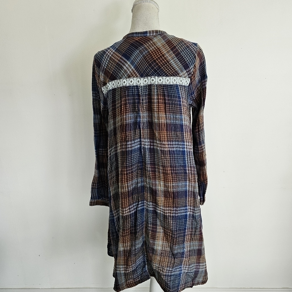 Holding Horses | Anthropologie Plaid Crochet Tunic Dress - Picture 6 of 10